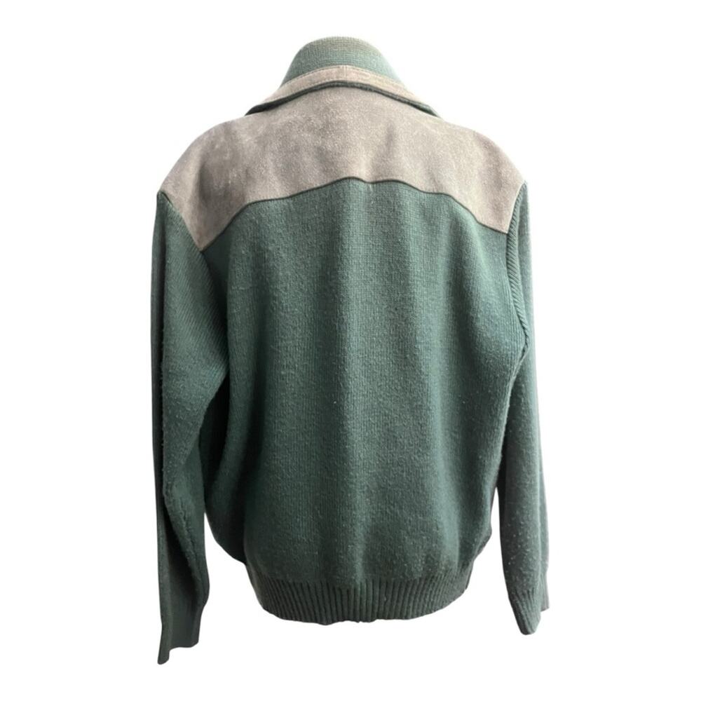 Vintage Blue Suede Sweater Distressed Coastal Grandpa Jacket Mens XL Western - Picture 4 of 7